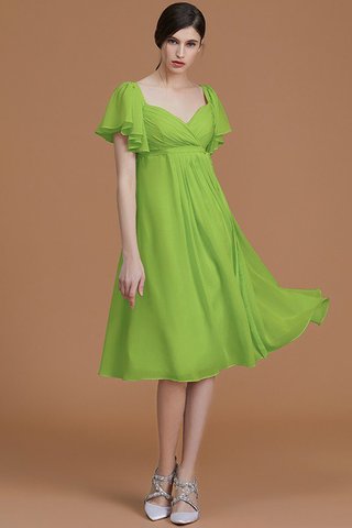 Robe demoiselle d'honneur naturel au niveau de genou en chiffon avec manche courte ruché - photo 20