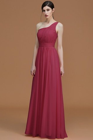 Robe demoiselle d'honneur naturel avec sans manches ligne a ruché d'épaule asymétrique - photo 11