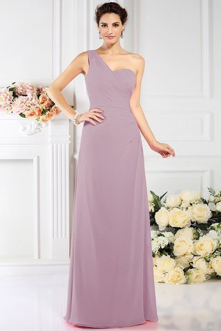 Robe demoiselle d'honneur longue plissé de princesse avec chiffon d'épaule asymétrique - photo 19