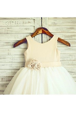 Robe de cortège enfant naturel a-ligne de princesse manche nulle en tulle - photo 3