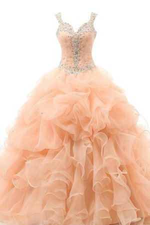 Robe de quinceanera avec chiffon de lotus longueur au ras du sol noeud avec perle - photo 1