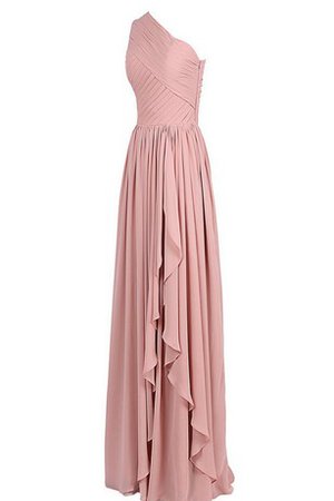 Robe demoiselle d'honneur naturel avec zip avec fronce avec chiffon a-ligne - photo 2