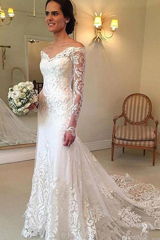 Robe de mariée brillant de sirène avec manche longue d'epaule ecrite naturel - photo 2