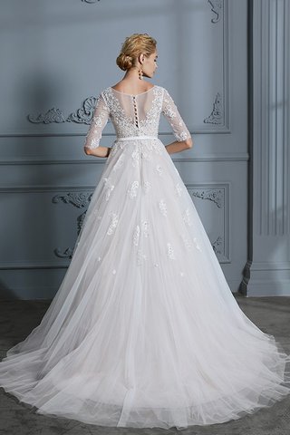 Robe de mariée en tulle v encolure avec décoration dentelle en 1/2 manche divin - photo 2