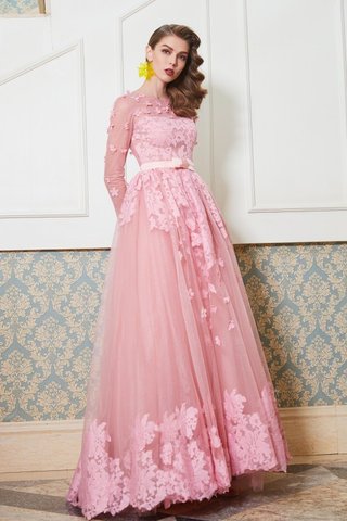 Robe de bal de princesse ligne a textile en tulle en 3/4 manche encolure ronde - photo 3