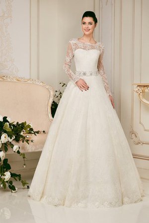 Robe de mariée modeste intemporel naturel col en bateau a-ligne - photo 1