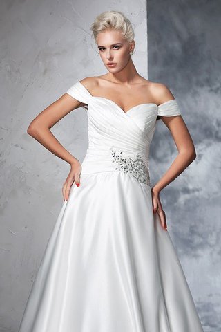 Robe de mariée longue avec sans manches en taffetas de traîne mi-longue ruché - photo 6