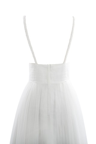 Robe de mariée humble plissage de bustier textile en tulle manche nulle - photo 7