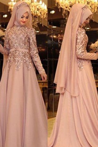 Robe de soirée de princesse divin avec manche longue avec perle naturel - photo 1