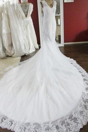 Robe de mariée sexy naturel de col en v avec décoration dentelle avec zip - photo 1