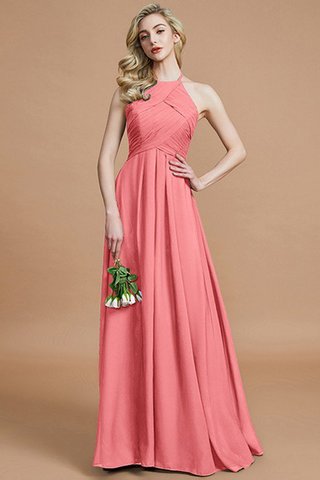 Robe demoiselle d'honneur naturel de princesse fermeutre eclair ruché manche nulle - photo 31
