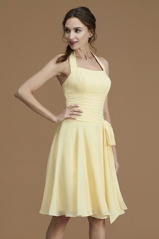 Robe demoiselle d'honneur avec sans manches en chiffon de lotus a-ligne grosses soldes - photo 4