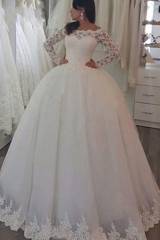 Robe de mariée de mode de bal avec manche longue onirique d'epaule ecrite naturel - photo 1