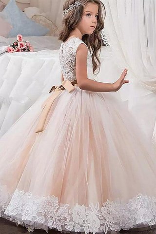 Robe de cortège enfant naturel avec fleurs de mode de bal textile en tulle manche nulle - photo 2