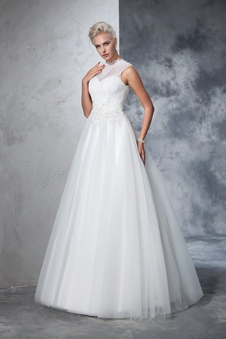 Robe de mariée longue elevé appliques avec sans manches de tour de ceinture en haute - photo 5