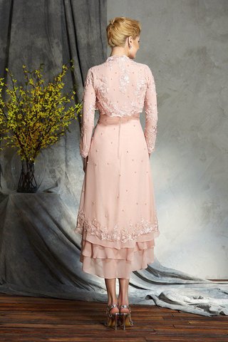 Robe mère de mariée avec chiffon au niveau de genou a-ligne appliques fermeutre eclair - photo 2