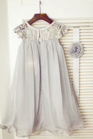 Robe de cortège enfant naturel en chiffon a-ligne avec décoration dentelle de princesse - photo 2