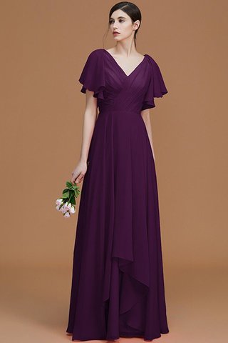 Robe demoiselle d'honneur avec manche courte de princesse ligne a avec chiffon avec zip - photo 19