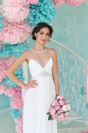 Robe de mariée jusqu'au sol avec chiffon ruché col u profond de traîne courte - photo 2