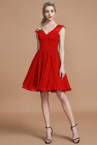 Robe demoiselle d'honneur naturel au niveau de genou de princesse en chiffon a-ligne - photo 28