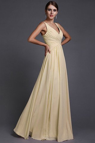 Robe demoiselle d'honneur longue fermeutre eclair v encolure avec chiffon manche nulle - photo 4