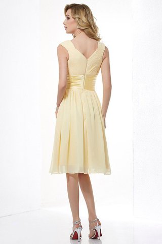 Robe demoiselle d'honneur plissage courte a-ligne en chiffon larges bretelles - photo 30