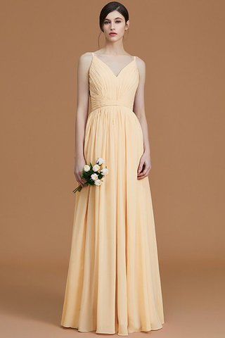 Robe demoiselle d'honneur naturel de princesse jusqu'au sol fermeutre eclair en chiffon - photo 12