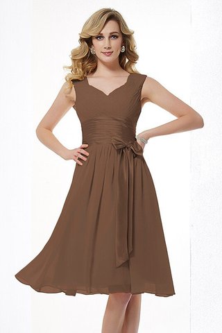 Robe demoiselle d'honneur plissage courte a-ligne en chiffon larges bretelles - photo 3