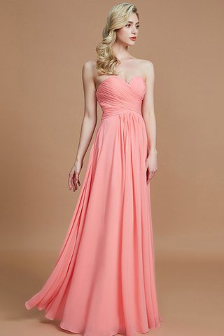 Robe demoiselle d'honneur naturel avec sans manches a-ligne en chiffon jusqu'au sol - photo 2