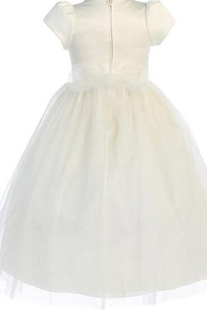 Robe de cortège enfant plissage fermeutre eclair en tulle avec manche courte avec fleurs - photo 2