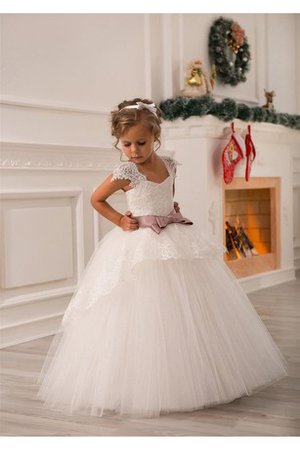 Robe de cortège enfant avec nœud ceinture en étoffe de mode de bal avec ruban en tulle - photo 2