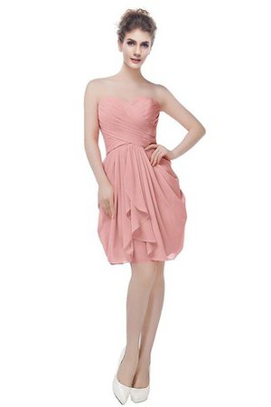 Robe de cocktail bref avec chiffon a-ligne col en forme de cœur avec zip - photo 1