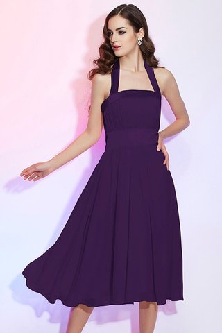 Robe demoiselle d'honneur bref a-ligne avec fronce au niveau de genou avec chiffon - photo 15