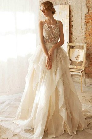 Robe de mariée impressioé de lotus en organza appliques longueur au ras du sol - photo 1