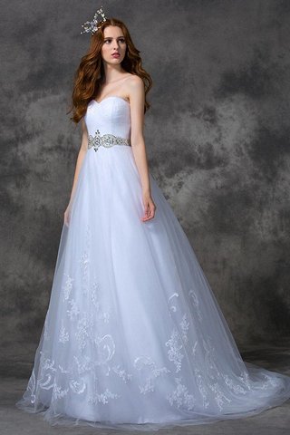 Robe de mariée longue fermeutre eclair de traîne courte avec perle en satin - photo 4