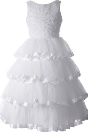 Robe de cortège enfant en organza avec gradins manche nulle avec zip avec perle - photo 1