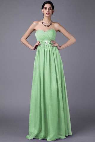 Robe demoiselle d'honneur longue naturel en chiffon jusqu'au sol avec perle - photo 25