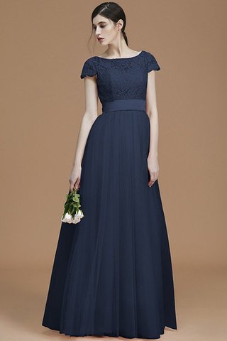 Robe demoiselle d'honneur de princesse avec ruban ligne a avec manche courte jusqu'au sol - photo 12