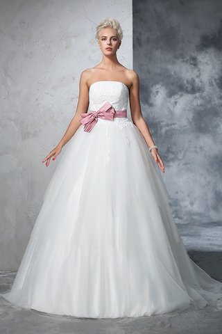 Robe de mariée longue cordon de traîne moyenne manche nulle orné de nœud à boucle - photo 4