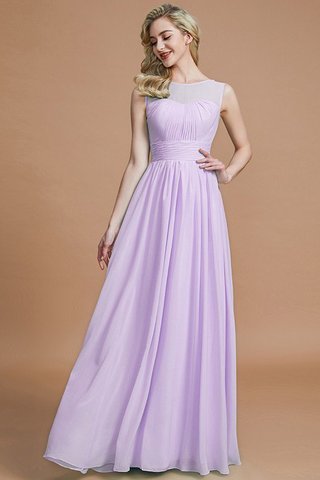 Robe demoiselle d'honneur manche nulle jusqu'au sol en chiffon ligne a de princesse - photo 24