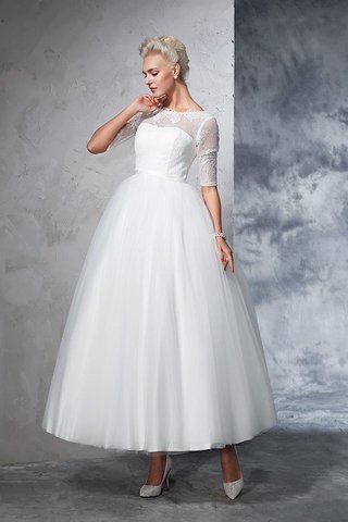 Robe de mariée longue col en bateau fermeutre eclair de mode de bal en 1/2 manche - photo 4