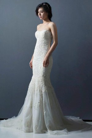 Robe de mariée distinguee de col en cœur de traîne moyenne de bustier avec perle - photo 1