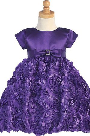 Robe de cortège enfant avec manche courte avec fleurs avec nœud col u profond - photo 2