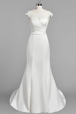 Robe de mariée distinguee naturel fermeutre eclair en satin avec manche courte - photo 1