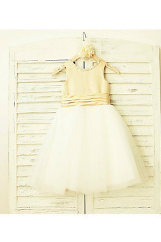 Robe de cortège enfant naturel avec nœud à boucle encolure ronde manche nulle ligne a - photo 2