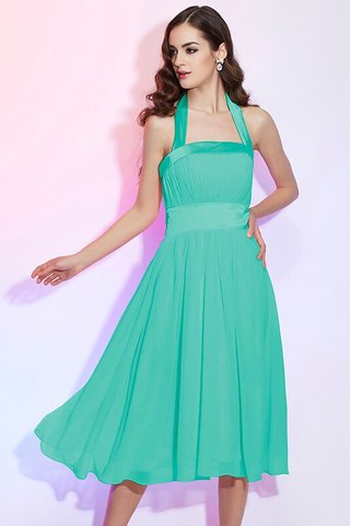 Robe demoiselle d'honneur bref a-ligne avec fronce au niveau de genou avec chiffon - photo 13