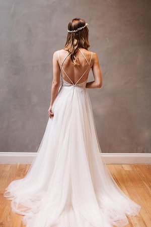 Robe de mariée charmeuse distinguee manche nulle de traîne moyenne avec perle - photo 2