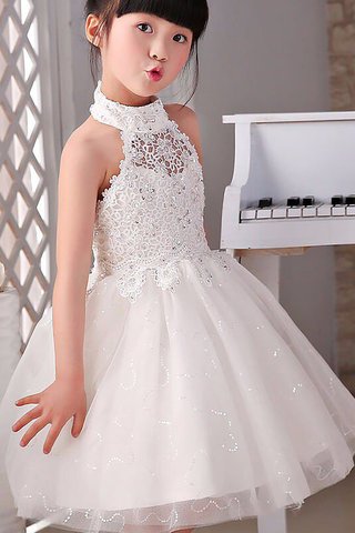 Robe de cortège enfant en tulle ligne a de princesse avec perle au niveau de genou - photo 2