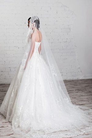 Robe de mariée longue en tulle a-ligne de col en cœur jusqu'au sol - photo 2