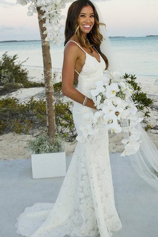 Robe de mariée chaming manche nulle bandouliere spaghetti de sirène naturel - photo 1